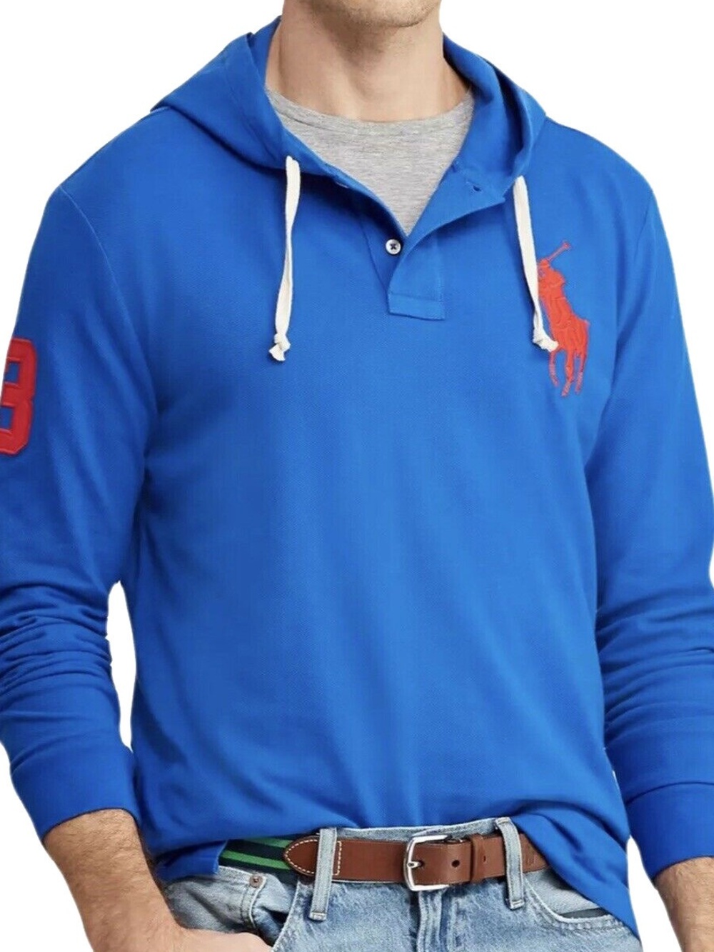 NWT Polo Ralph Lauren Big Pony Hoodie Blue Size Medium